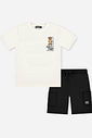 Conjunto Menino Camiseta Press Start e Bermuda Preto