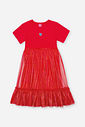 Vestido Infantil de Festa em Canelado Glow com Tule Foil – Vestido Menina Verão com Brilho VERMELHO MARTE