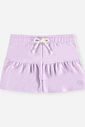 Short Infantil Menina em Moletom com Babado e Cordão Lilás