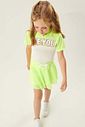 Conjunto Blusa E Short-Saia Com Tela Amarelo Neon E Natural CTV Conjunto Blusa E Short-Saia Com Tela Amarelo Neon E Natural CTV