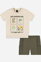 Conjunto Bebê Menino Camiseta Cactus e Bermuda Musgo