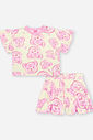 Conjunto Infantil Menina Cabeça de Ursinhos Rosa Mundo Cinti