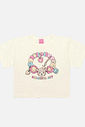 Conjunto Infantil Menina Blusa E Short Com Pulseira Natural Mundo Cinti