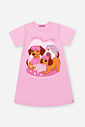 Camisola Infantil em Meia Malha – Pijama Menina Verão com Estampa de Cachorrinhos ROSA IOGURTE
