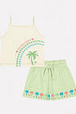 CONJ BLUSA E SHORTS NATURAL/VD PARADISE