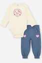 Conjunto em Molecotton Bebê Menina Ursa In Love Mundo Cinti
