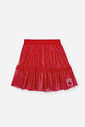 Conjunto Infantil com Blusa em Cotton e Saia Shorts com Tule Foil – Look Menina Verão com Morango e NATURAL/VM MARTE