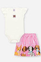 Conjunto Body Bebê Menina com Short-Saia Cachorrinhos – Look Delicado Cinti Baby NATURAL/RS CONFETE