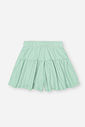 Conjunto Infantil com Blusa e Shorts em Malha Lastex – Look Menina Verão com Acessório VERDE BRISA