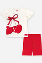 Conjunto Infantil Menina Blusa de Cerejas e Ciclista