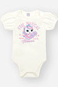 Body Infantil em Cotton de Unicórnio Magical Flowers e Strass NATURAL