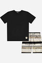 Conjunto Menino Camiseta e Bermuda Listrada Capivara Skater Preto