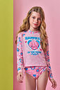 Conjunto Infantil Menina Blusa Boxy e Biquíni Fundo do Mar
