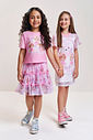 Conjunto Infantil Cheerleader com Saia em Tela e Ciclista – Conjunto Menina Fashion Cinti ROSA IOGURTE