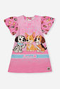 Vestido Infantil em Suplex com Estampa de Cachorrinhos – Vestido Menina Verão Rosa com Strass ROSA IOGURTE