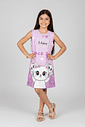 Vestido Infantil Estampado Space Cats Lilás Abrange