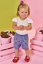 Conjunto Bebê Body com Babados e Short Jeans de Morangos