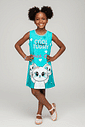 Vestido Infantil Estampado Space Cats Azul Abrange