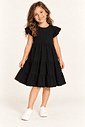 Vestido Infantil em Camadas Manga Curta Preto