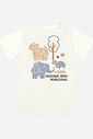 Camiseta Infantil Casual com Estampa de Animais da Savana em Meia Malha NATURAL