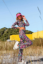 Conjunto Blusa Boxy E Calça Boot Cut Total Print Preto Dway