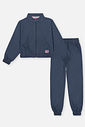 Conjunto Infantil Menina Jaqueta Estampa Costa E Calça Azul Mundo Cinti