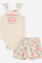 Conjunto Bebê Body com Strass e Short-Saia de Corações