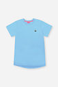 Blusa Infantil em Meia Malha – Camiseta Menina Verão Lisa com Detalhe Delicado AZUL PORCELANA
