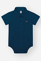 Body Camisa Infantil Divertto Clássico em Piquet com Elastano AZUL MARINHO
