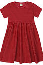 Vestido Infantil Canelado Evasê Manga Curta Listado Vermelho Vestido Infantil Canelado Evasê Manga Curta Listado Vermelho