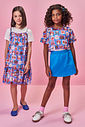 Vestido Infantil Menina com Tule Estampado de Cachorrinhos