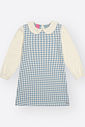 Vestido Infantil Manga Longa Pied de Poule – Vestido Menina com Gola Boneca Mundo Cinti