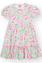 Vestido Infantil Menina Coração do Amor Verde Mundo Cinti