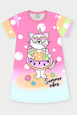 Vestido Infantil Estampado Summer Cat Rosa Abrange