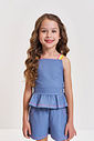 Conjunto Infantil com Regata Boxy e Shorts em Molecotton Denim – Look Menina Verão com Alças Colorid AZUL JEANS MEDIO