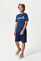 Conjunto Menino Camiseta Listra Dupla e Bermuda Clássico Azul