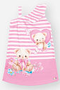 Vestido Infantil Menina Ursinha Listrada Rosa Mundo Cinti