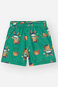Conjunto Infantil Casual Divertido com Regata em Meia Malha e Bermuda Estampada em Moletom Linho BRANCO/VD VIVID