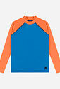 Camiseta Raglan Menino Manga Longa em Malha UV Laranja Neon