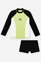 Conjunto Infantil Camiseta UV Manga Longa e Sunga Boxer Preto