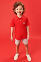 Conjunto Camisa Polo E Bermuda Vermelho E Cinza Abrange