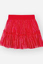 Saia Shorts Bebê Menina em Tule Foil – Saia Infantil com Brilho e Forro em Algodão VERMELHO MARTE