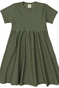 Vestido Infantil Canelado Evasê Manga Curta Listrado Verde Vestido Infantil Canelado Evasê Manga Curta Listrado Verde
