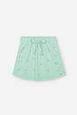 Shorts Saia Infantil em Moletinho – Saia Short Menina Verão com Strass de Coração VERDE BRISA