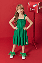 Vestido Infantil Menina com Glitter Verde Mundo Cinti