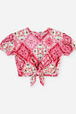 Conjunto Infantil Menina Cropped e Saia-Short Estampa de Bandana