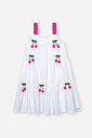 Vestido Infantil em Tricoline com Elastano e Apliques de Cereja – Vestido Menina Verão Branco BRANCO/RS JELLY