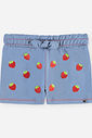 Conjunto Bebê Body com Babados e Short Jeans de Morangos