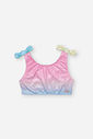 Biquíni Infantil em Malha Foil Degradê e Malha UV – Moda Praia Menina Verão com Brilho ROSA IOGURTE