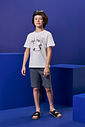 Conjunto Menino Camiseta Shark Pool Party e Bermuda Grafite